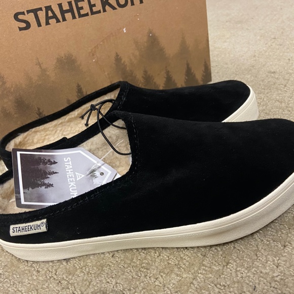 NEW Staheekum Women's Plush Lining Cascade Mule SUEDE BLACK SLIP ON SHOES NIB - Picture 6 of 10